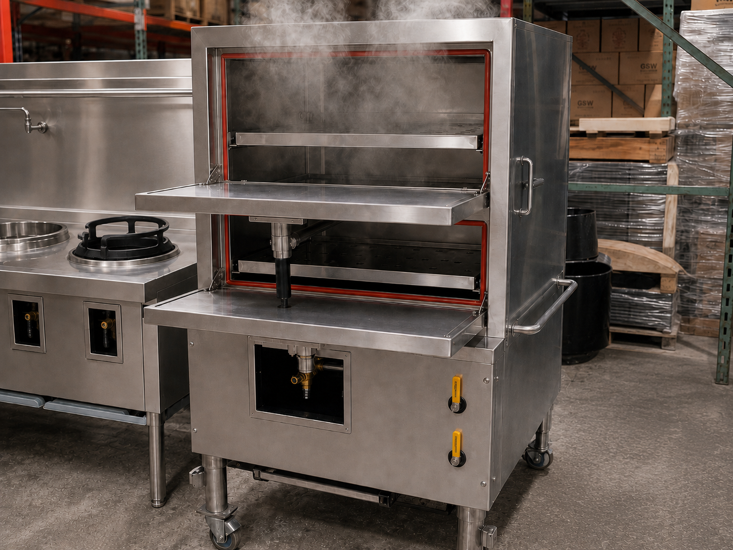 Commercial stainless steel steamer
